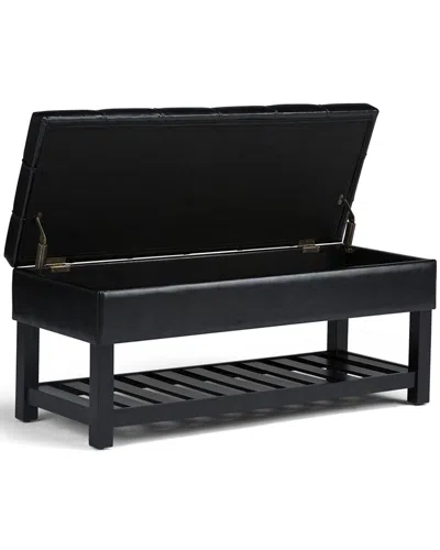 Simpli Home Saxon 43in Transitional Rectangle Storage Ottoman Bench