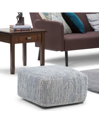 Simpli Home Nate 20in Boho Square Pouf