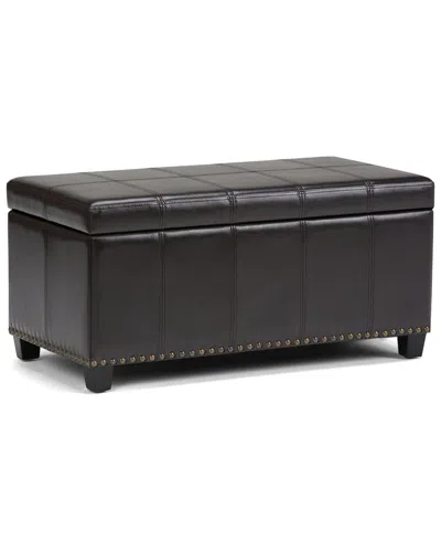 Simpli Home Amelia 33in Transitional Rectangle Storage Ottoman Bench