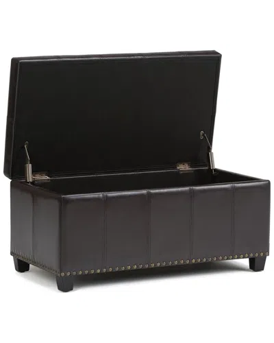 Simpli Home Amelia 33in Transitional Rectangle Storage Ottoman Bench