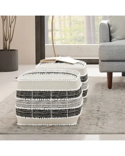 Simpli Home Barley Boho Square Pouf