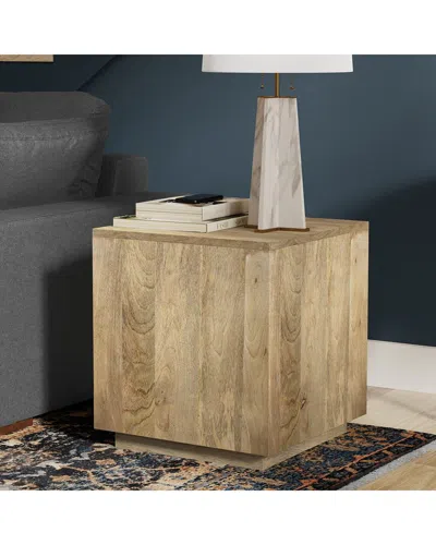 Simpli Home Lockhart Solid Mango Wood 20in Square Contemporary Side Table