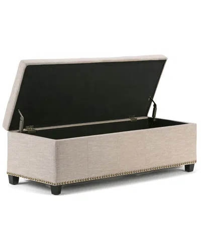 Simpli Home Kingsley 48in Transitional Rectangle Large Storage Ottoman