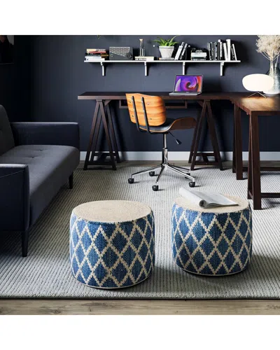 Simpli Home Edgeley Boho Round Pouf