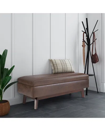Simpli Home Owen 48in Mid Century Modern Rectangle Rectangular Storage Ottoman