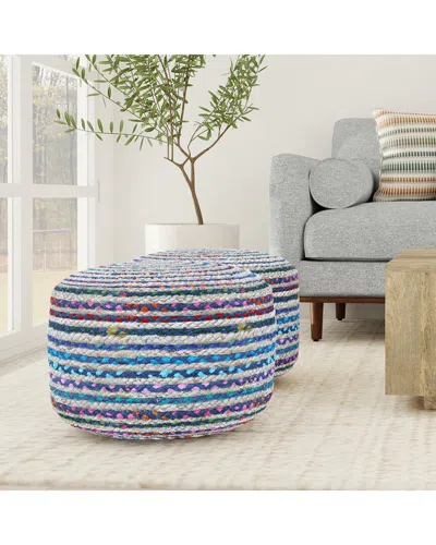 Simpli Home Margo Boho Round Pouf