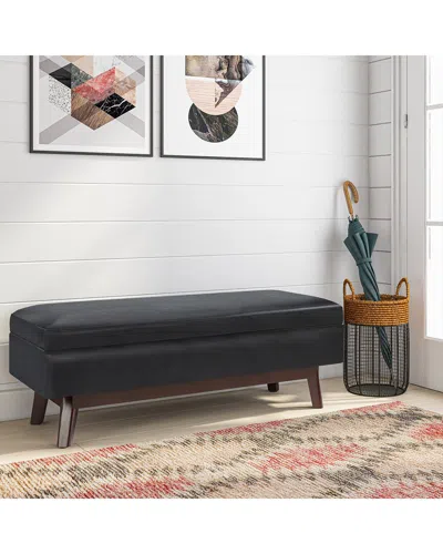 Simpli Home Owen 48in Mid Century Modern Rectangle Rectangular Storage Ottoman