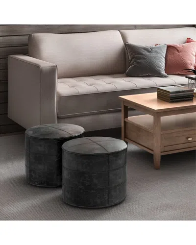 Simpli Home Connor Boho Round Pouf
