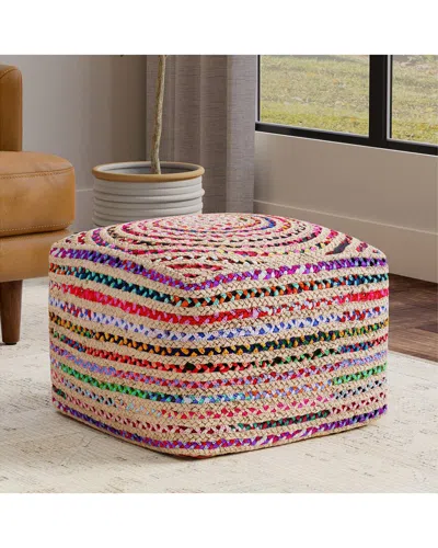 Simpli Home Margo 20in Boho Pouf