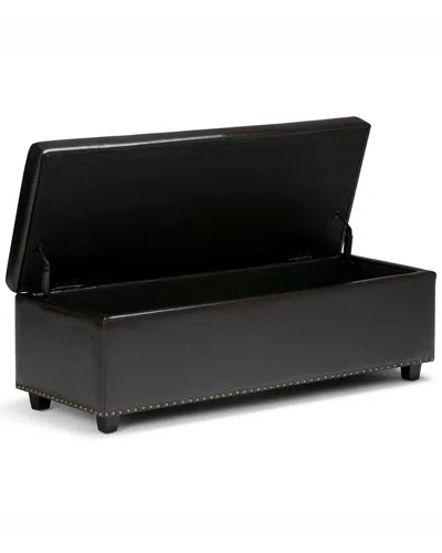 Simpli Home Hamilton 48in Transitional Rectangle Storage Ottoman