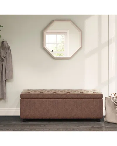 Simpli Home Hamilton 48in Transitional Rectangle Storage Ottoman