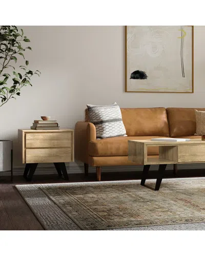 Simpli Home Lowry Solid Mango Wood & Metal 22in Rectangle Modern Industrial  Side Table In Brown