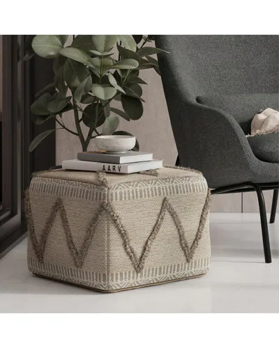 Simpli Home Sweeney Boho Square Pouf