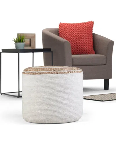 Simpli Home Serena Boho Round Braided Pouf