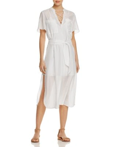Frame Up Midi Shirt Dress In Blanc