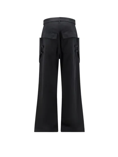 Rick Owens Stefan Flared Grain De Poudre Wool Cargo Trousers In Black