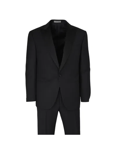 Corneliani Peak-lapel Single-breasted Suit In Black