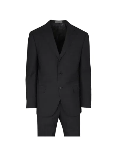Corneliani Single-breasted Virgin-wool Suit In Black