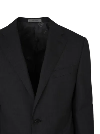 Corneliani Single-breasted Virgin-wool Suit In Black