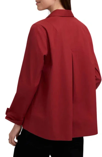 Foxcroft Agnes Split Cuff Popover Blouse In Brown