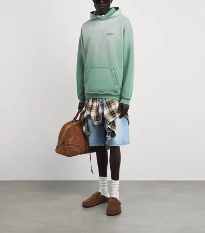 Represent Relaxed Fit Cotton Hoodie With Printed Logo In Green
