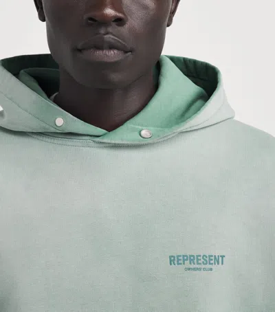 Represent Relaxed Fit Cotton Hoodie With Printed Logo In Green