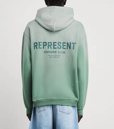 Represent Relaxed Fit Cotton Hoodie With Printed Logo In Green