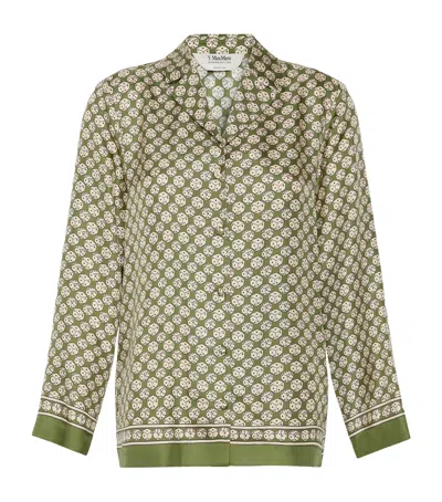 Max Mara Collared Long-sleeved Shirt In Brown