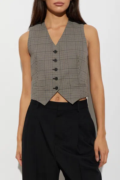 Iro Kraig Check-pattern Vest In Brown