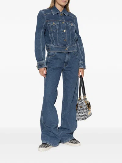 Balmain Logo-button Denim Jacket In Blue