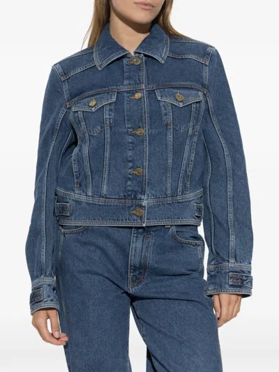 Balmain Logo-button Denim Jacket In Blue