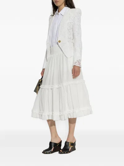 Balmain Lace-patterned Buttoned Blazer In White