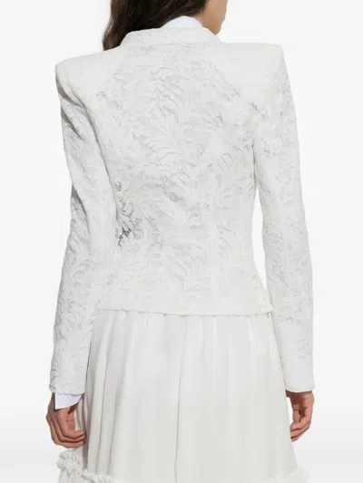 Balmain Lace-patterned Buttoned Blazer In White