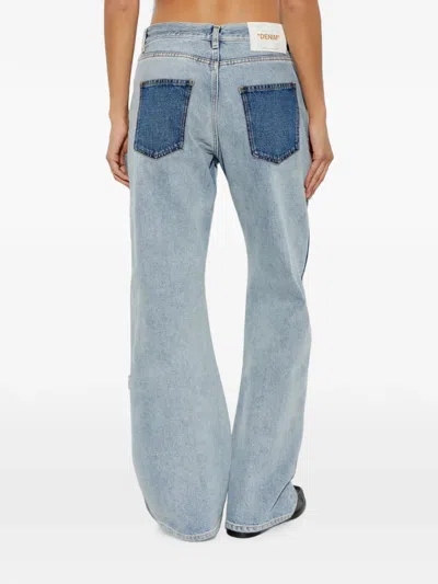Off-white Patchwork Straight-leg Jeans In Blue