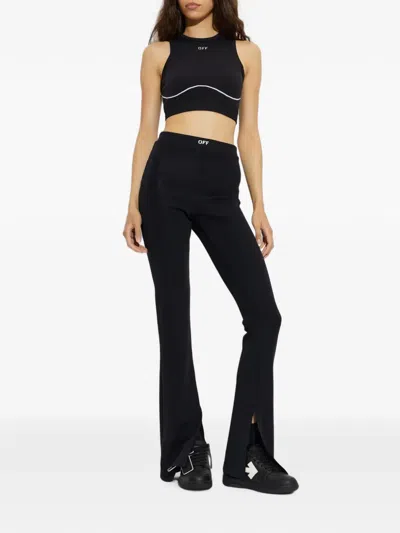 Off-white Split-hem Flared Trousers In Black