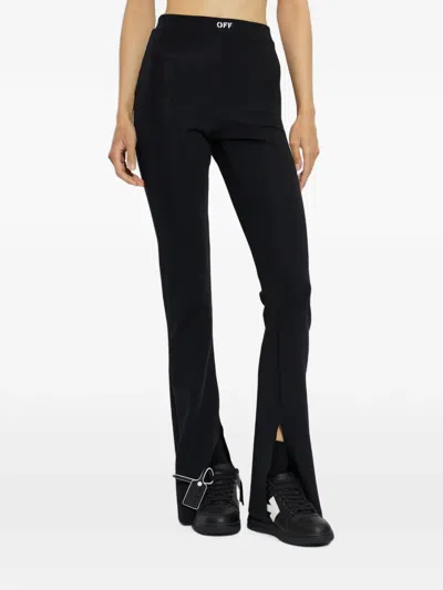 Off-white Split-hem Flared Trousers In Black