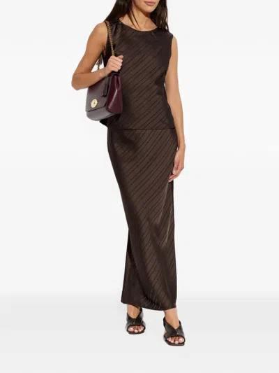 Samsoe & Samsoe Saagneta Diagonal-stripe Maxi Skirt In Brown