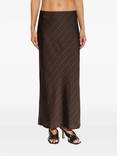 Samsoe & Samsoe Saagneta Diagonal-stripe Maxi Skirt In Brown