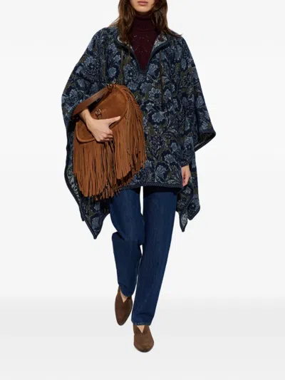 Etro Floral Pattern Shawl In Blue