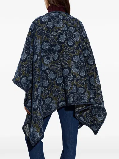 Etro Floral Pattern Shawl In Blue