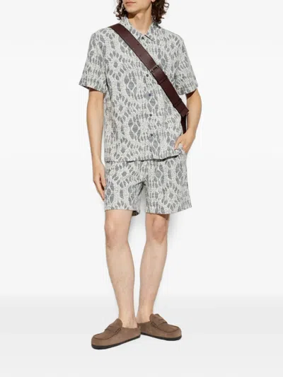 Samsoe & Samsoe Sajabari Jacquard-patterned Shorts In Gray