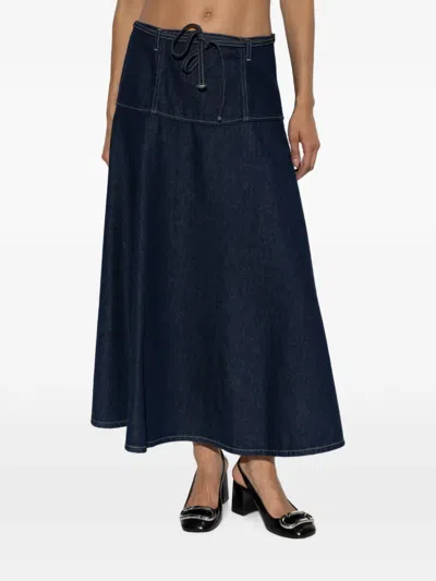Samsoe & Samsoe Satilly Drawstring-fastening Midi Skirt In Blue