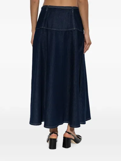 Samsoe & Samsoe Satilly Drawstring-fastening Midi Skirt In Blue