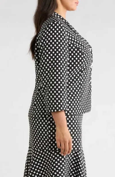 Kasper Dot Three Button Jacket In Black/ Lily White