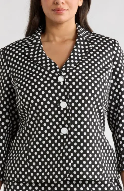 Kasper Dot Three Button Jacket In Black/ Lily White