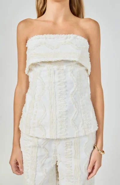 Endless Rose Strapless Embroidered Top In White