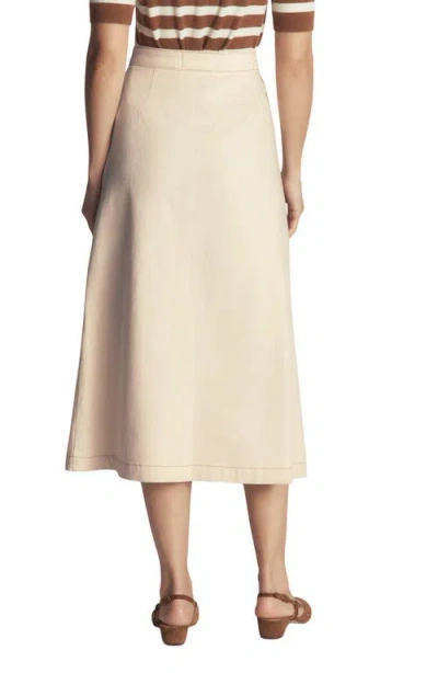 Boden Button Front Denim Midi Skirt In Neutral