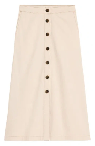 Boden Button Front Denim Midi Skirt In Neutral
