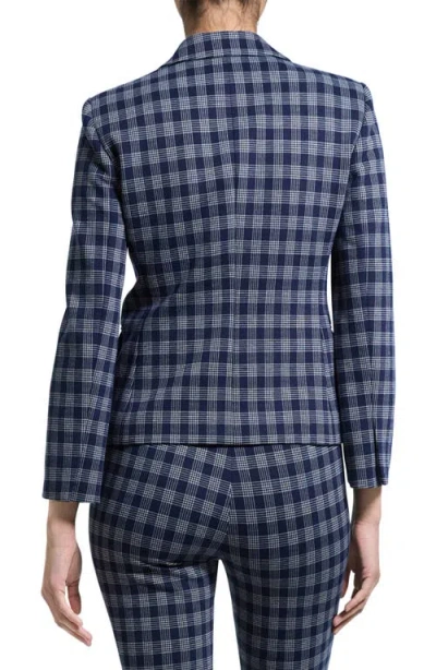 Theory Plaid One-button Blazer In Blue