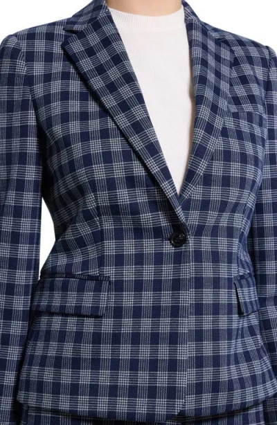 Theory Plaid One-button Blazer In Blue